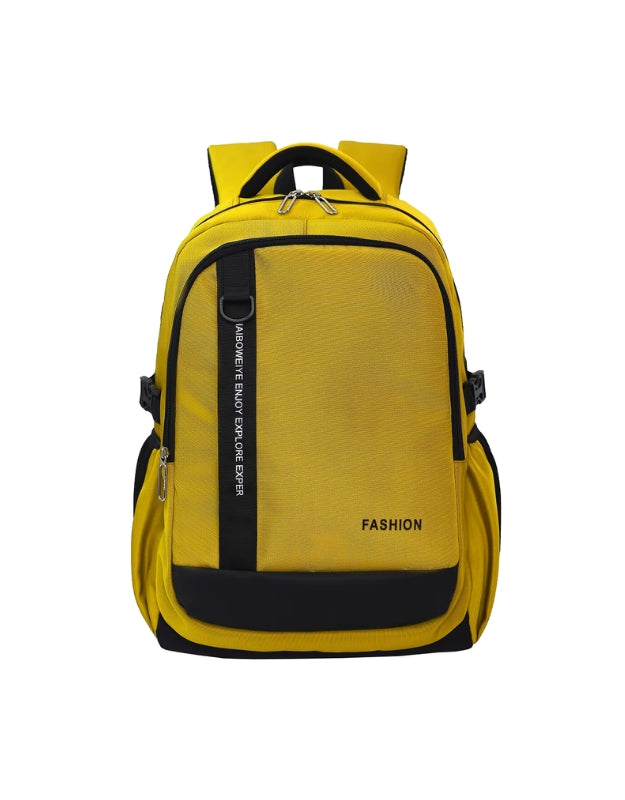 Haibowy unisex yellow anti-theft sport fabric backpack with front zipper pocket